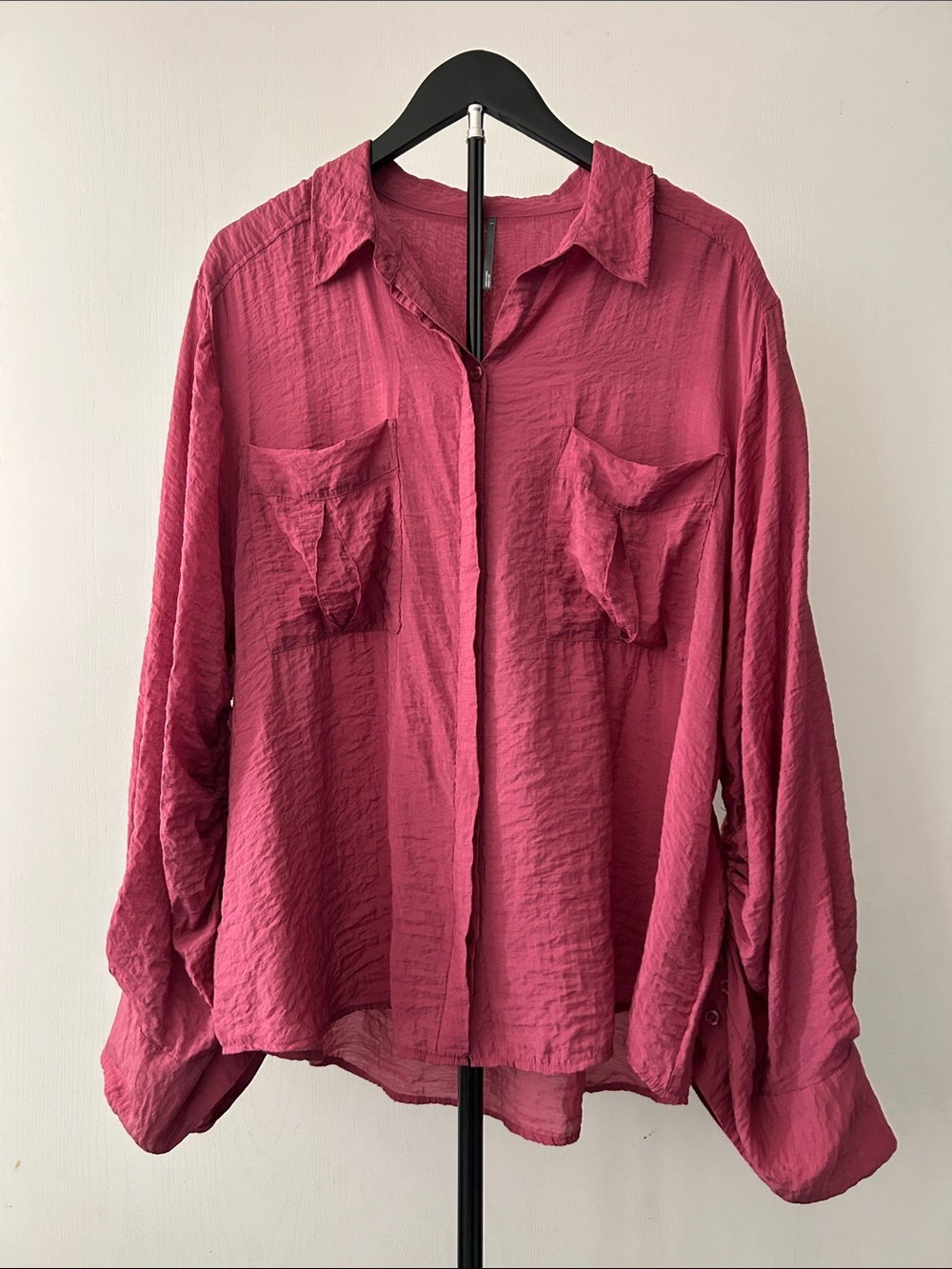 By Anthropologie Ruched Sleeve Button Down Top